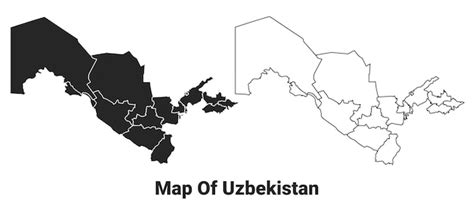 Premium Vector | Vector black map of uzbekistan country with borders of ...