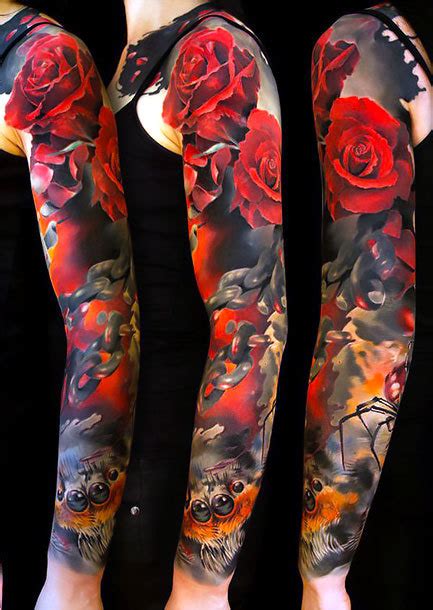 Roses Sleeve Tattoo Idea