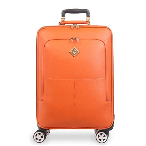 Fashion Genuine Leather Rolling luggage spinner carry on trolley suitcase men women travel ...