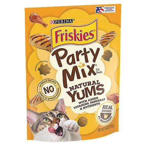 Purina Friskies Party Mix Natural Yums Chicken Cat Treats, 6 oz