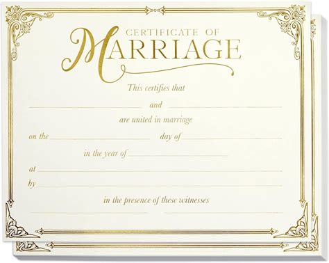 Amazon.com : Juvale 48 Pack Marriage Certificates with Gold Foil Edges for Wedding Ceremony ...