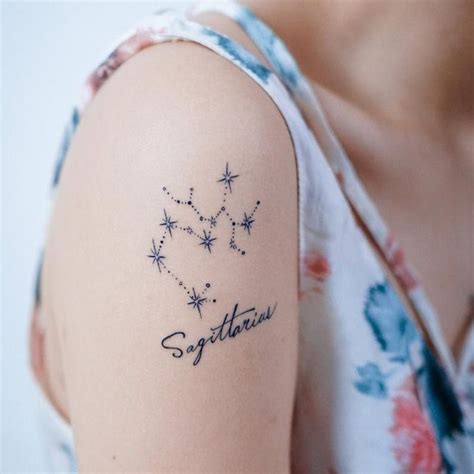 SAGITTARIUS Zodiac Sign Tattoo Mini Minimal Zodiac Constellation Tattoo Realistic Temporary ...