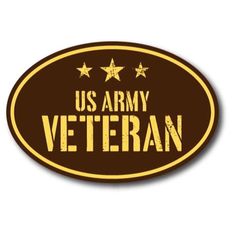 US Army Veteran 4x6" Brown Oval Magnet Decal with Stars Perfect for Car ...