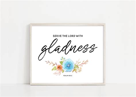 Serve the Lord With Gladness Printable Wall Art - Psalm 100 Sign - 8x10 ...