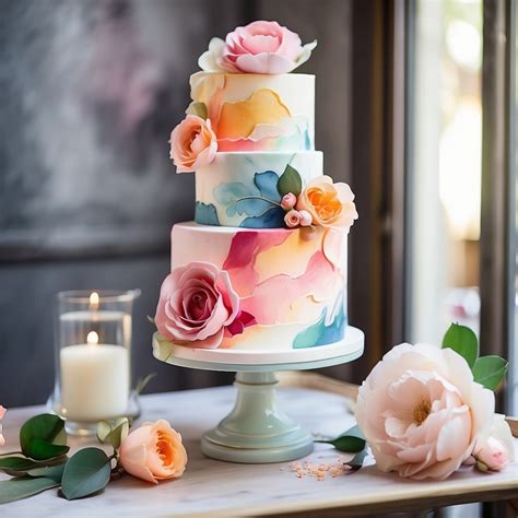 Floral Wedding Cake Art Print Free Stock Photo - Public Domain Pictures