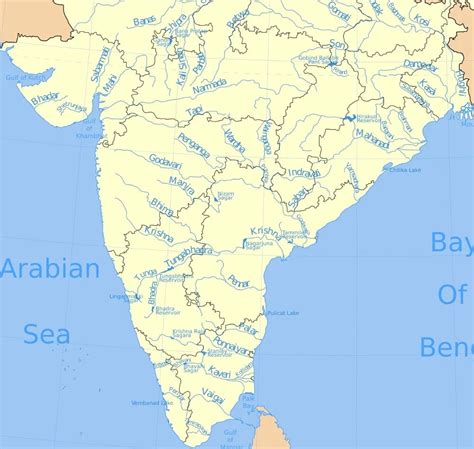 Peninsular Rivers of India - 30 major West & East Flowing Rivers