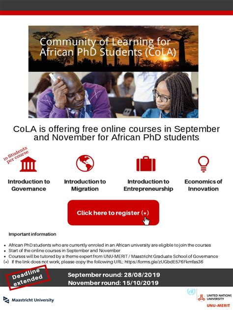 Free Online Courses For African PHD Students, Starting in September and November. Join Our ...