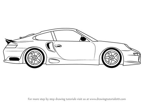 Learn How to Draw a Porsche Car Side View (Sports Cars) Step by Step : Drawing Tutorials