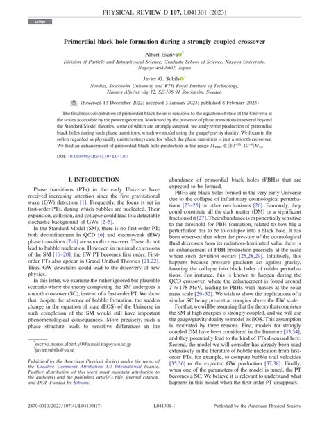 (PDF) Primordial black hole formation during a strongly coupled crossover