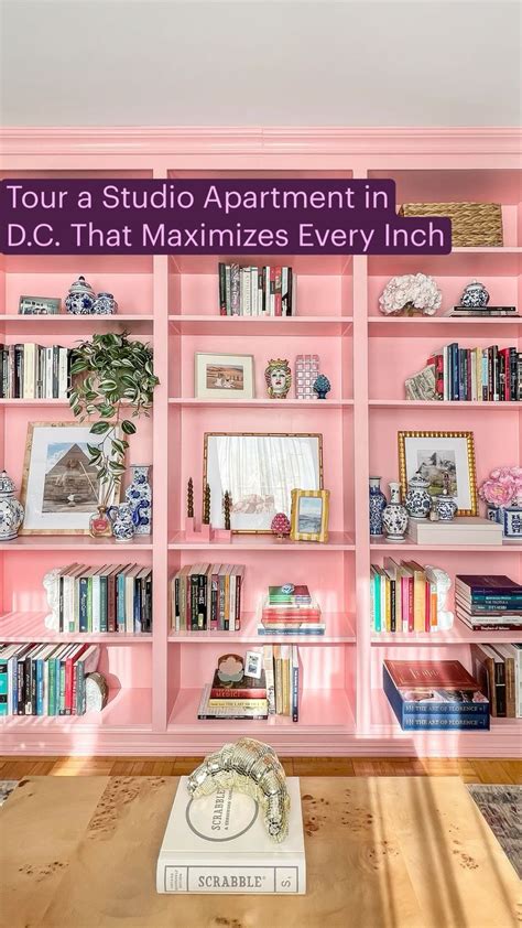 This 480-Square-Foot Washington, D.C. Studio Has a "Giant Pink Bookcase" in 2024 | Small studio ...