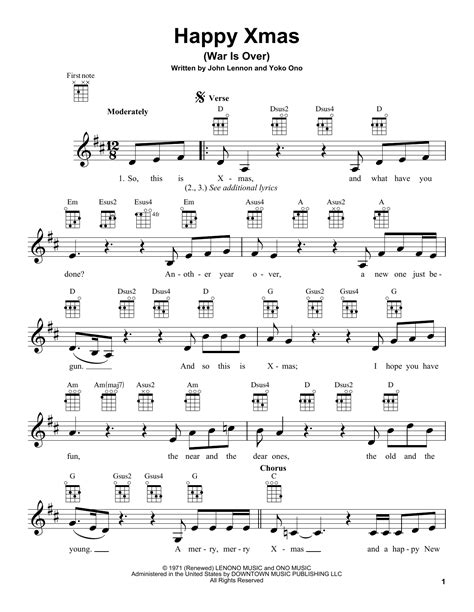 Happy Xmas (War Is Over) by John Lennon Sheet Music for Ukulele at Sheet Music Direct