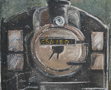 Unknown - Steam Locomotive Train in Winter, Snowy Nocturnal Landscape For Sale at 1stDibs