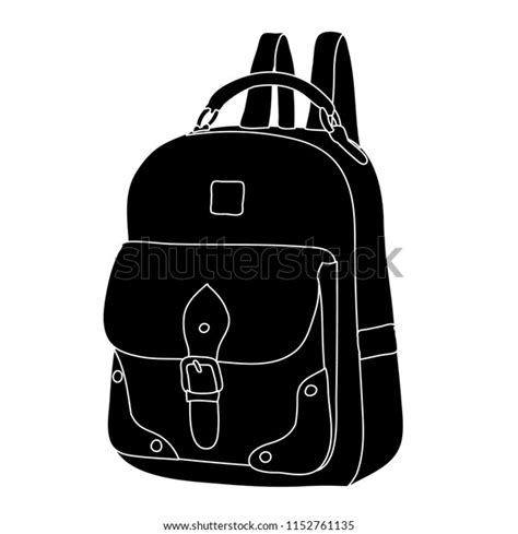 White Background Backpack Silhouette Stock Vector (Royalty Free ...