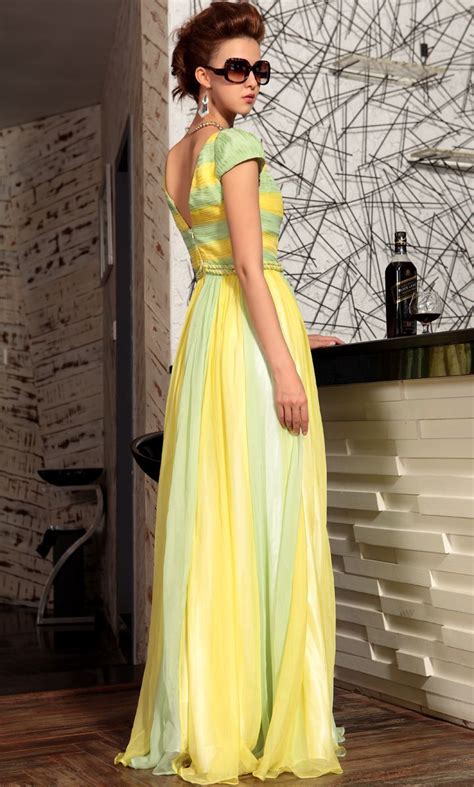 Dorisqueen 30678V-neck yellow match light green prom dress.This color ...