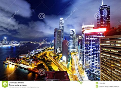 Hong Kong Skylines night stock photo. Image of background - 41165438