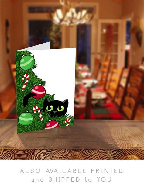 Printable Cat Card Cat Christmas Card Printable Christmas - Etsy