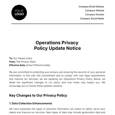 Operations Privacy Policy Update Notice Template - Edit Online & Download Example | Template.net