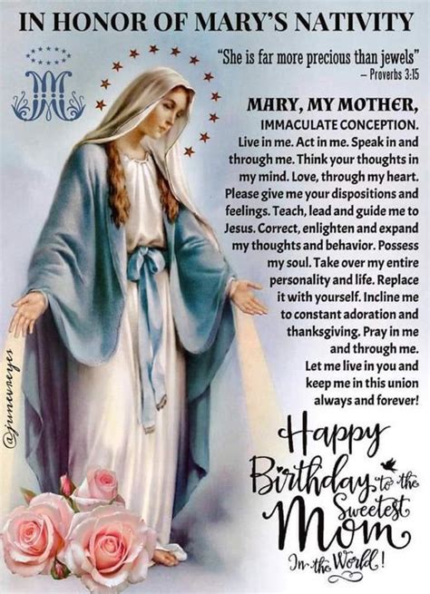 Happy Birthday to the BEST Mother, Blessed Virgin Mary!! | Prayer for mothers, Prayers to mary ...