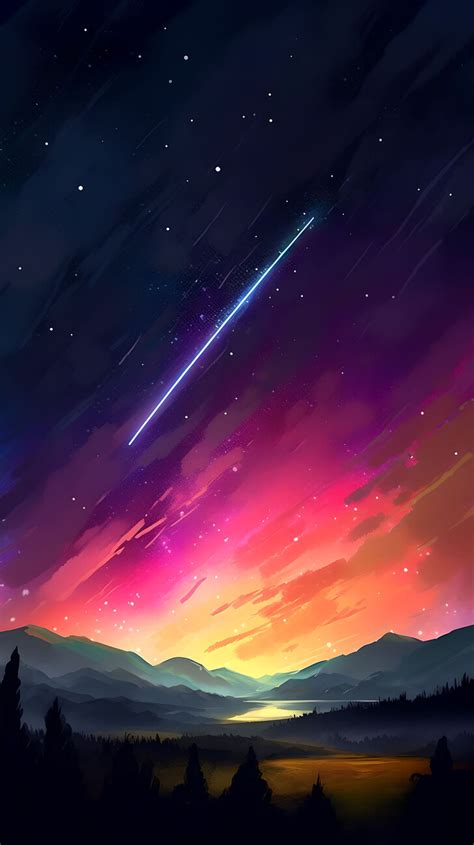 Illustration Falling Star Watercolor Night Sky Colorful Oil, 50% OFF