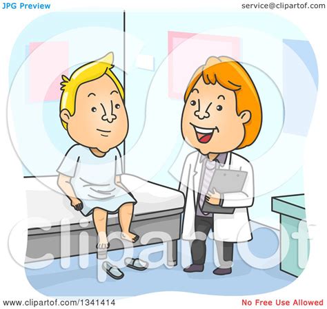 Clipart of a Cartoon Happy White Male Doctor Talking to a Male Patient ...