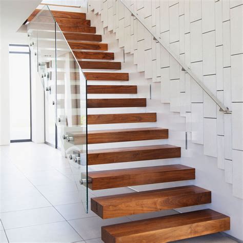 solid wood floating staircase