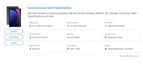 Samsung Galaxy Tab S9 Tablet Specifications | DeviceBeast.com