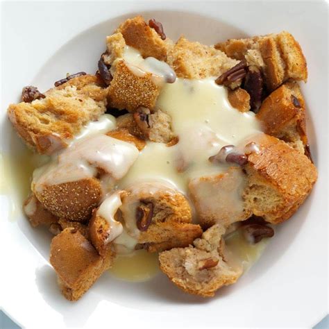 Pecan Bread Pudding with Rum Custard Sauce Recipe | Taste of Home