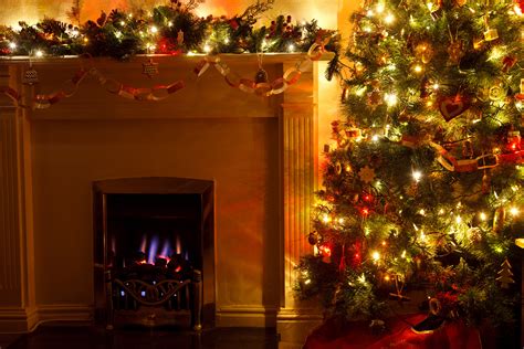 Christmas Tree With Fireplace Free Stock Photo - Public Domain Pictures