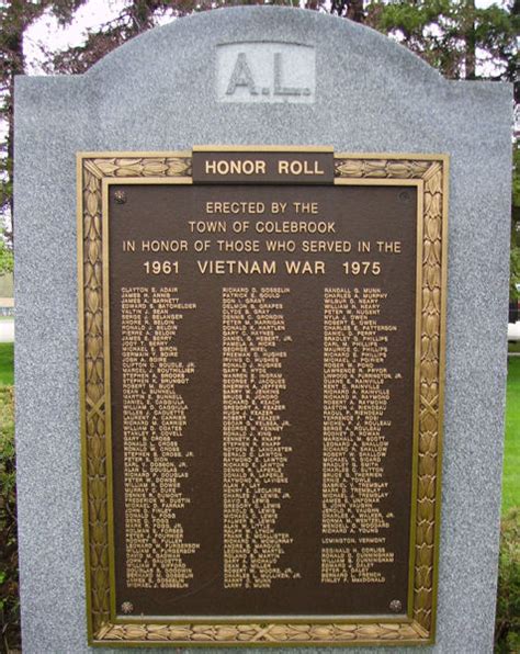 Honor Roll Vietnam War - Colebrook, NH - Vietnam War Memorials on Waymarking.com