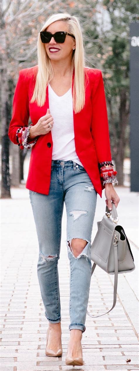 Blazers Outfit Ideas - women's fashion house | Blazer outfits, Cute blazer outfits, Red blazer ...