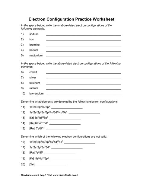 Electron Configuration Practice Worksheet