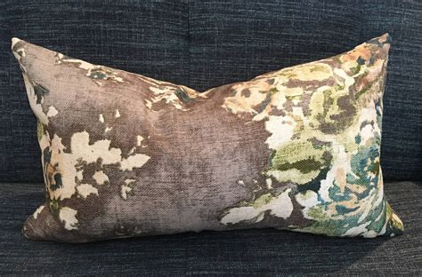 Blue Green Grey and Brown Floral Pillow Covers / Custom - Etsy