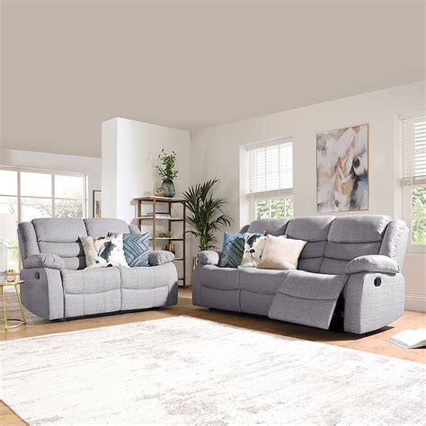 Sorrento 3+2 Seater Recliner Sofa Set, Light Grey Classic Linen-Weave Fabric Only £1199.98 ...