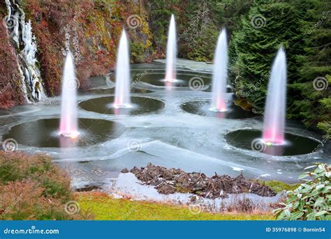 The Fountains at the Butchart Gardens Stock Photo - Image of scenic, lights: 35976898