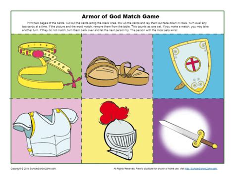 Free, Printable Armor of God Activities on Sunday School Zone