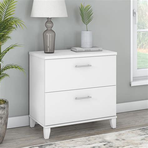 Somerset 2 Drawer Lateral File Cabinet in White - Engineered Wood | BushFurnitureCollection.com