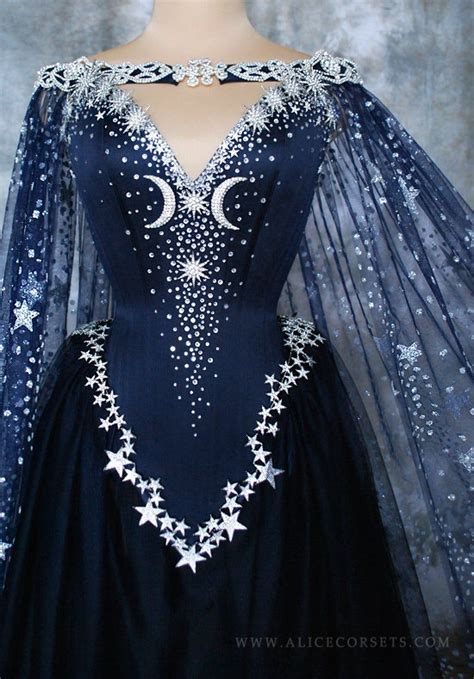 Night Goddess Elven Corset Dress ~ Gothic Witch Wedding Gown Fairy Fantasy Bridal Dress Wicca ...