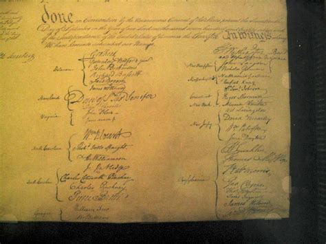 Constitution signatures, closeup