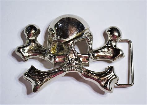 Vintage Skull and Crossbones Belt Buckle Silver Tone Metal - Etsy