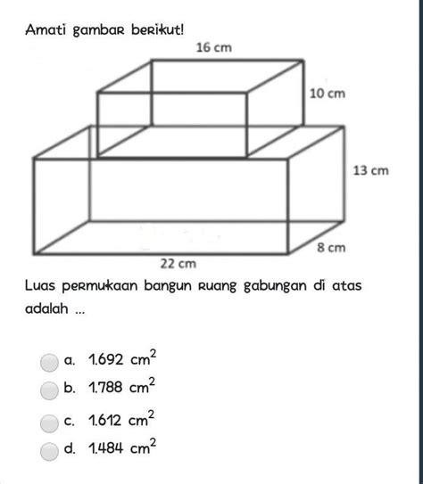 Matematika Sekolah Dasar Luas permukaan bangun ruang gabungan di atas adalah - miniclip 8 ball ...