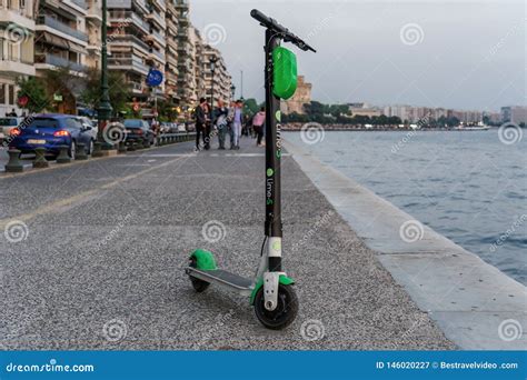 Parked Lime Electric Scooter Rental without Passenger. Editorial ...