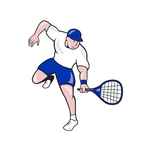 Tennis Player Racquet Cartoon Digital Art by Aloysius Patrimonio