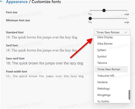 Change Font Size and Style in Microsoft Edge Chromium