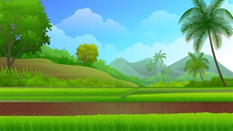 Premium Vector | Beautiful rice field terraces with nature rural landscape, mountain and ...