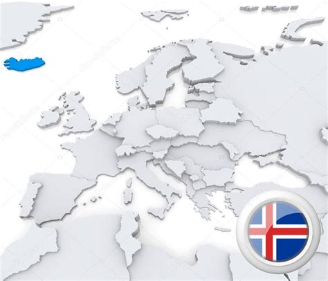 Iceland on map of Europe — Stock Photo © kerdazz7 #29058463