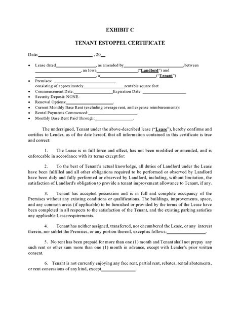 41 Real Estoppel Certificate Forms (& Samples) ᐅ TemplateLab