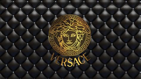 Download Golden Versace Logo Leather Wallpaper | Wallpapers.com