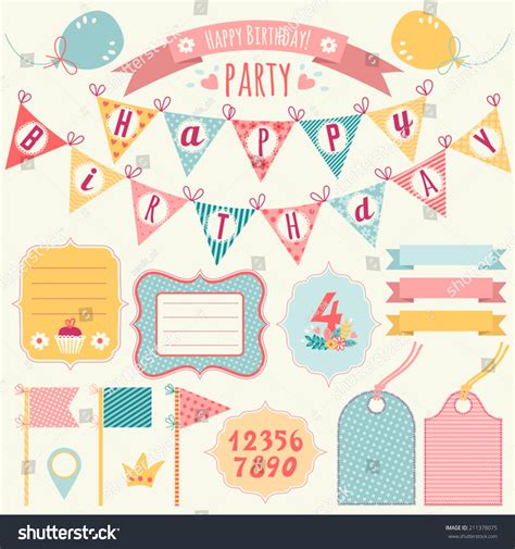 Banners Elements Set Templates Birthday Party Stock Vector (Royalty ...