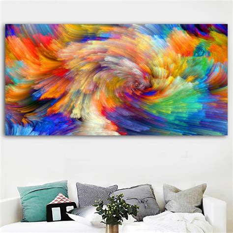 SELFLESSLY rainbow pattern color splash oil painting on Canvas wall ...