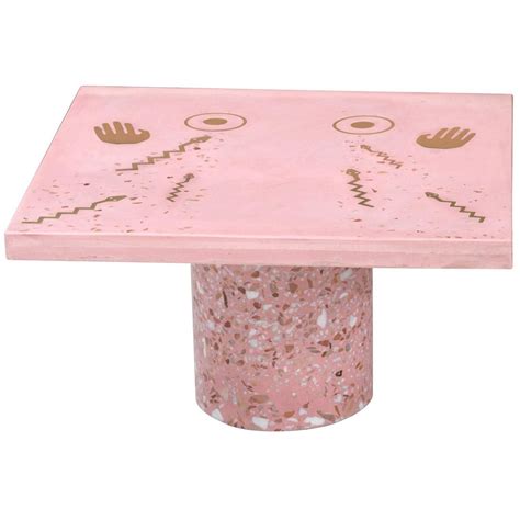 Mothership Coffee Table in Terrazzo with Brass Inlay by Carly Jo Morgan | Pink accent table ...